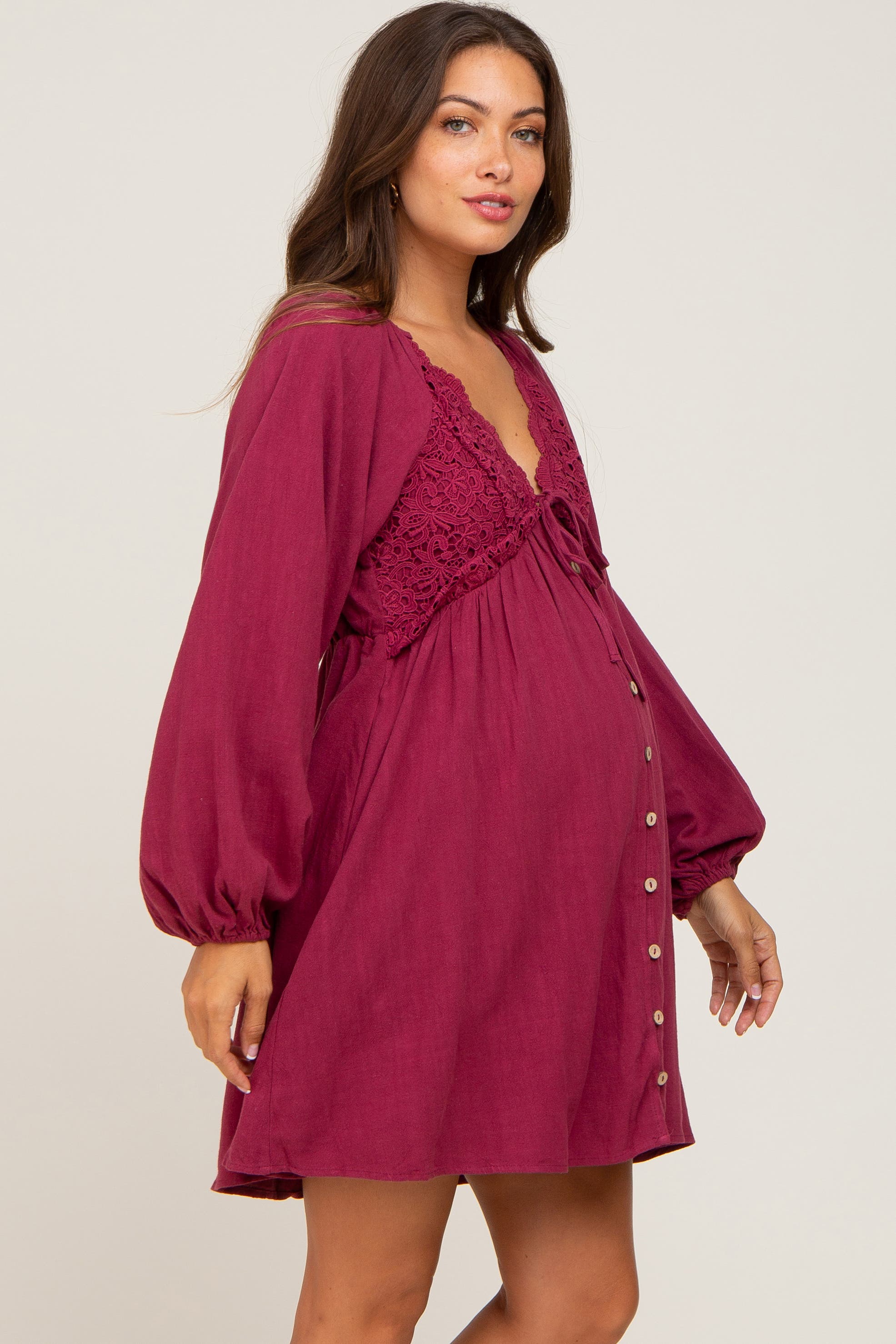 Crochet Lace Button Front Dress - image 2