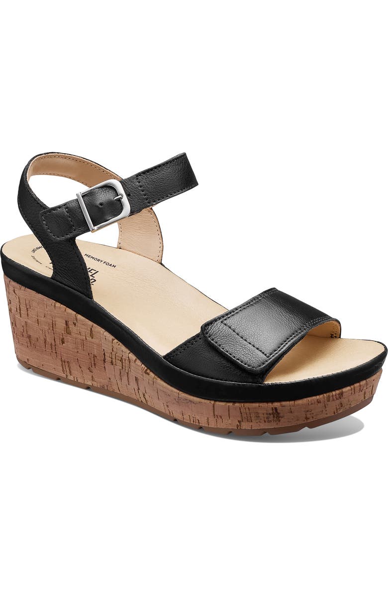 Samuel Hubbard Portola Two-Strap Wedge Sandal, Main, color, Black Leather/ Black Leather