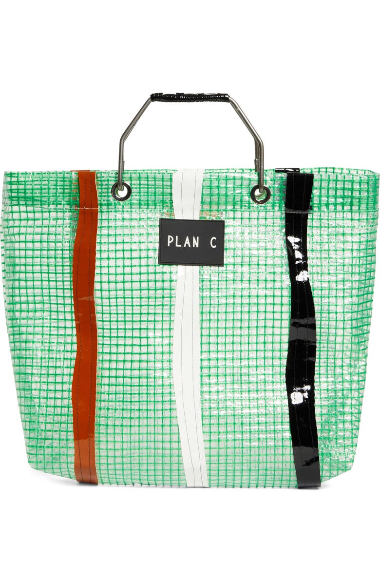 PLAN C Clear Shopper Tote, Main, color, Green/ Baked White Black
