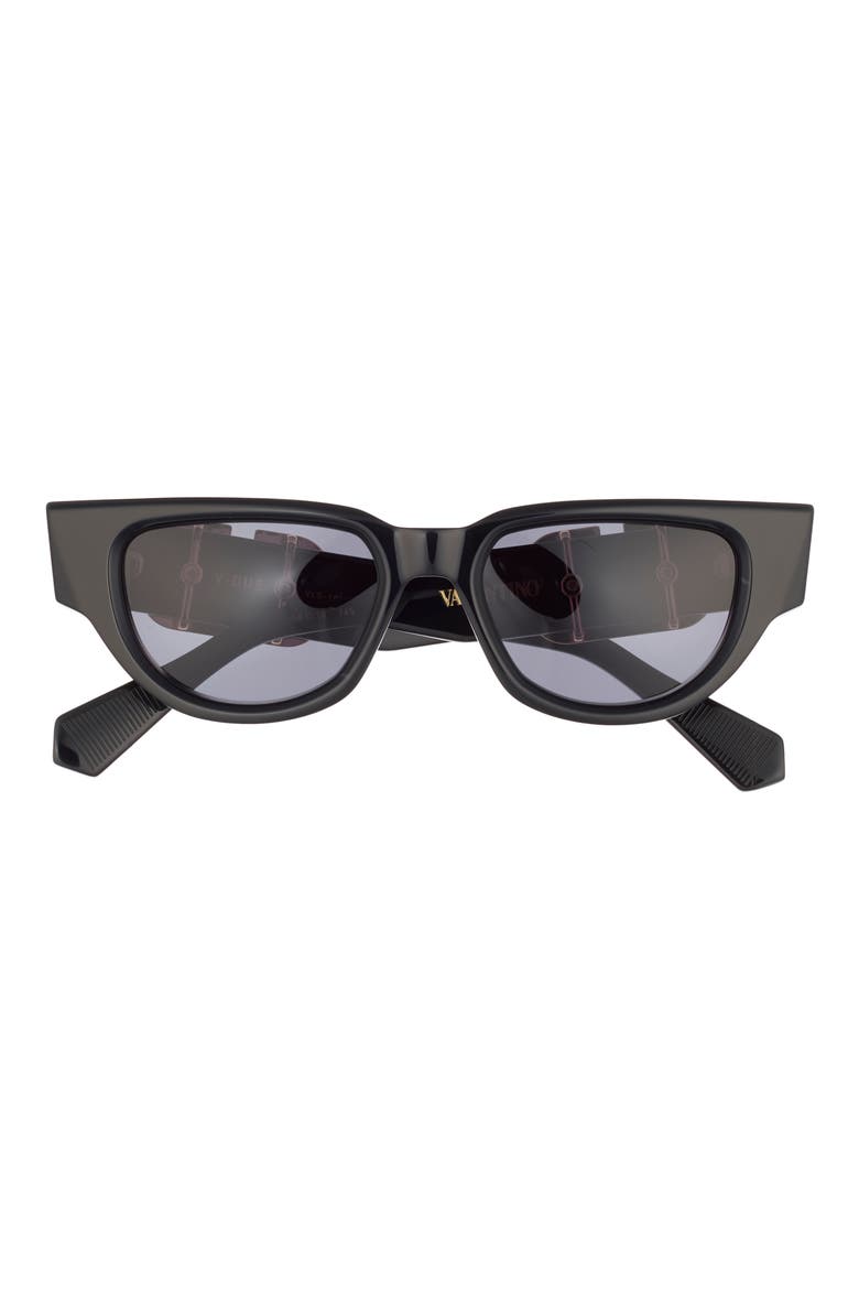 51mm Gradient Polarized Cat Eye Sunglasses, Main, color, BLACK BLACK GREY
