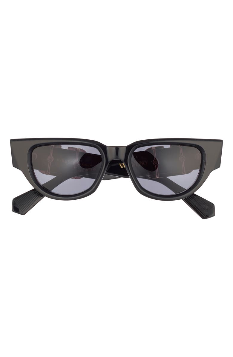 Valentino 51mm Gradient Polarized Cat Eye Sunglasses, Main, color, Black Black Grey