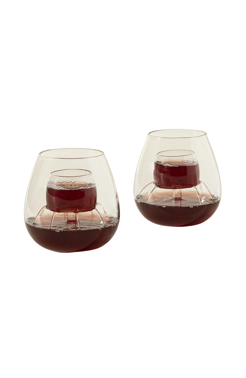 Uncommon Goods Stemless Fountain Aerating Wine Glasses Set In Clear