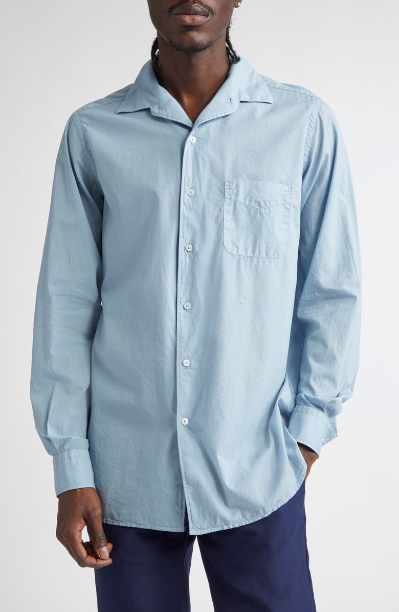Massimo Alba Bowles Cotton Button-Up Shirt, Main, color, Avio