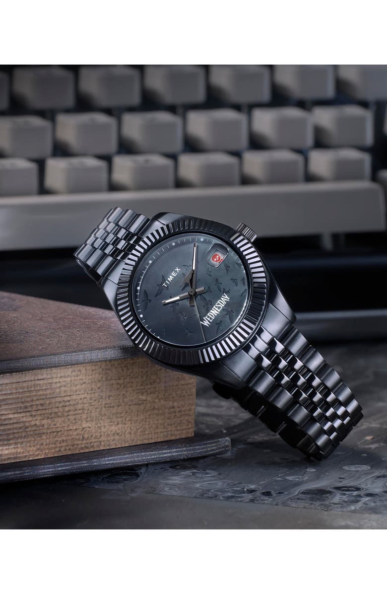 Timex<sup>®</sup> x Wednesday Legacy Bracelet Watch, 36mm, Alternate, color, Black