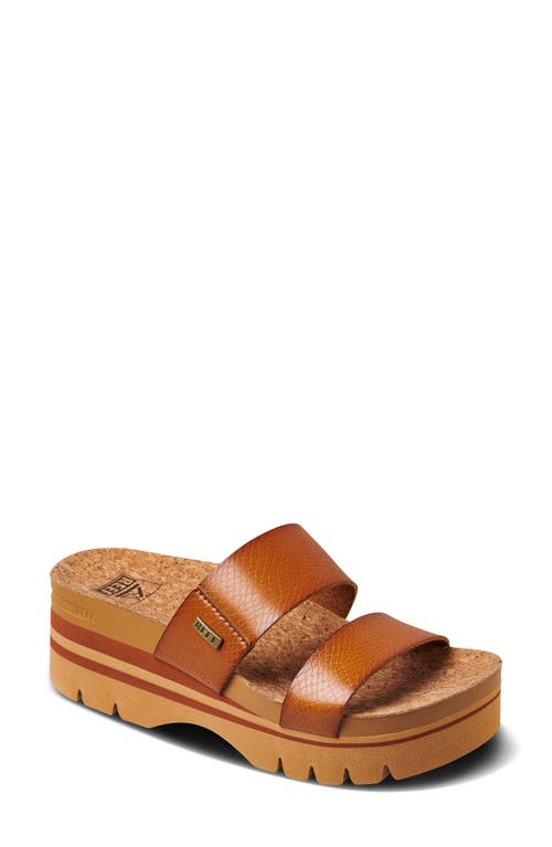 Reef Cushion Vista Higher Platform Slide Sandal in Cognac 