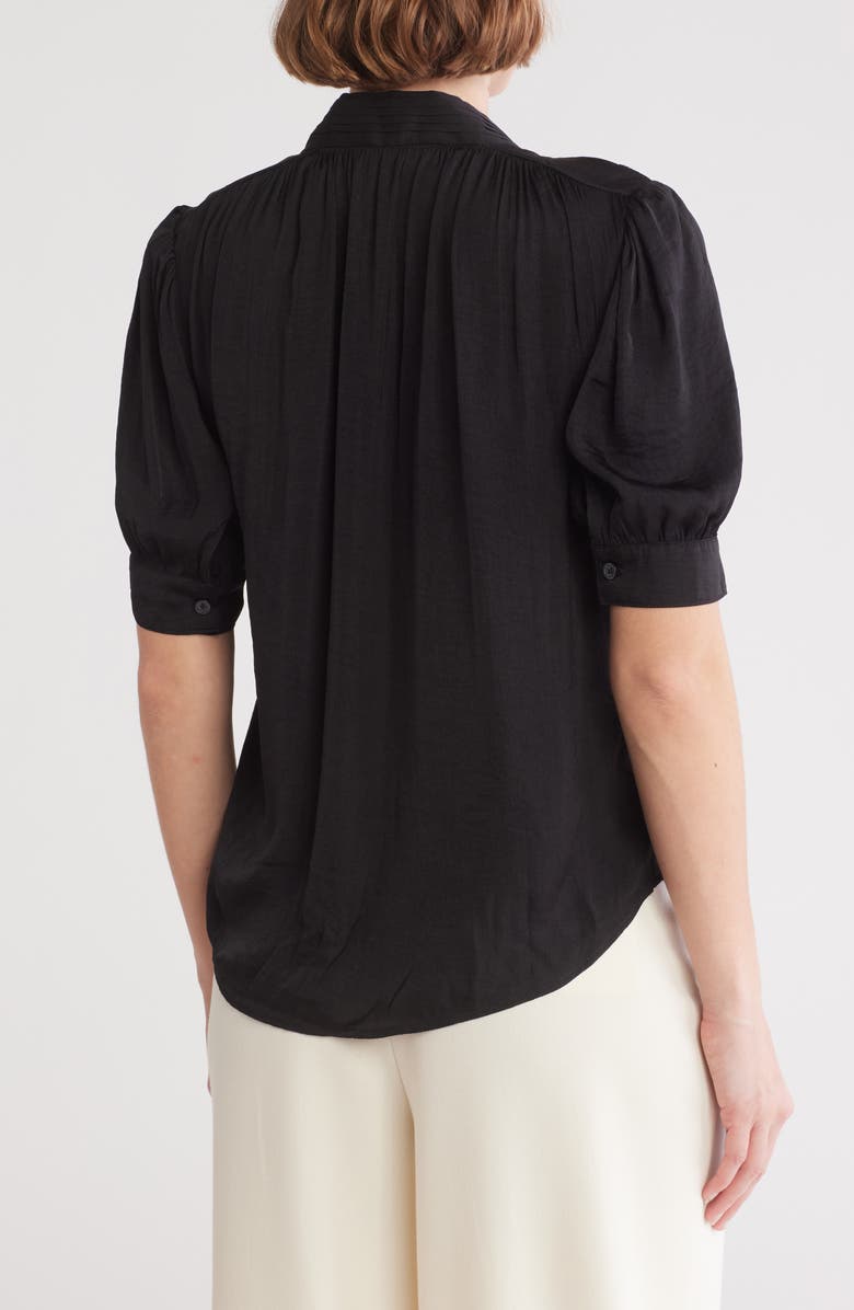 T Tahari Short Sleeve Airflow Blouse, Alternate, color, Black