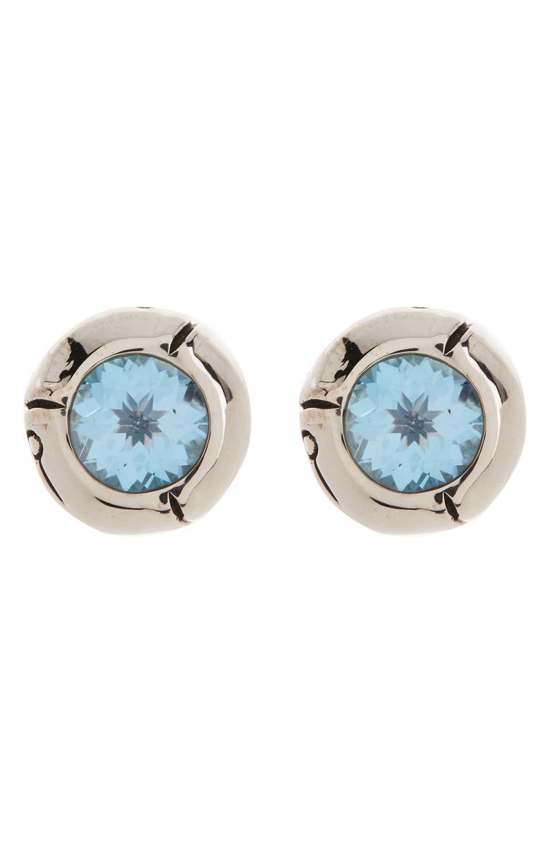 John Hardy Sterling Silver Sky Blue Topaz Stud Earrings, Main, color,