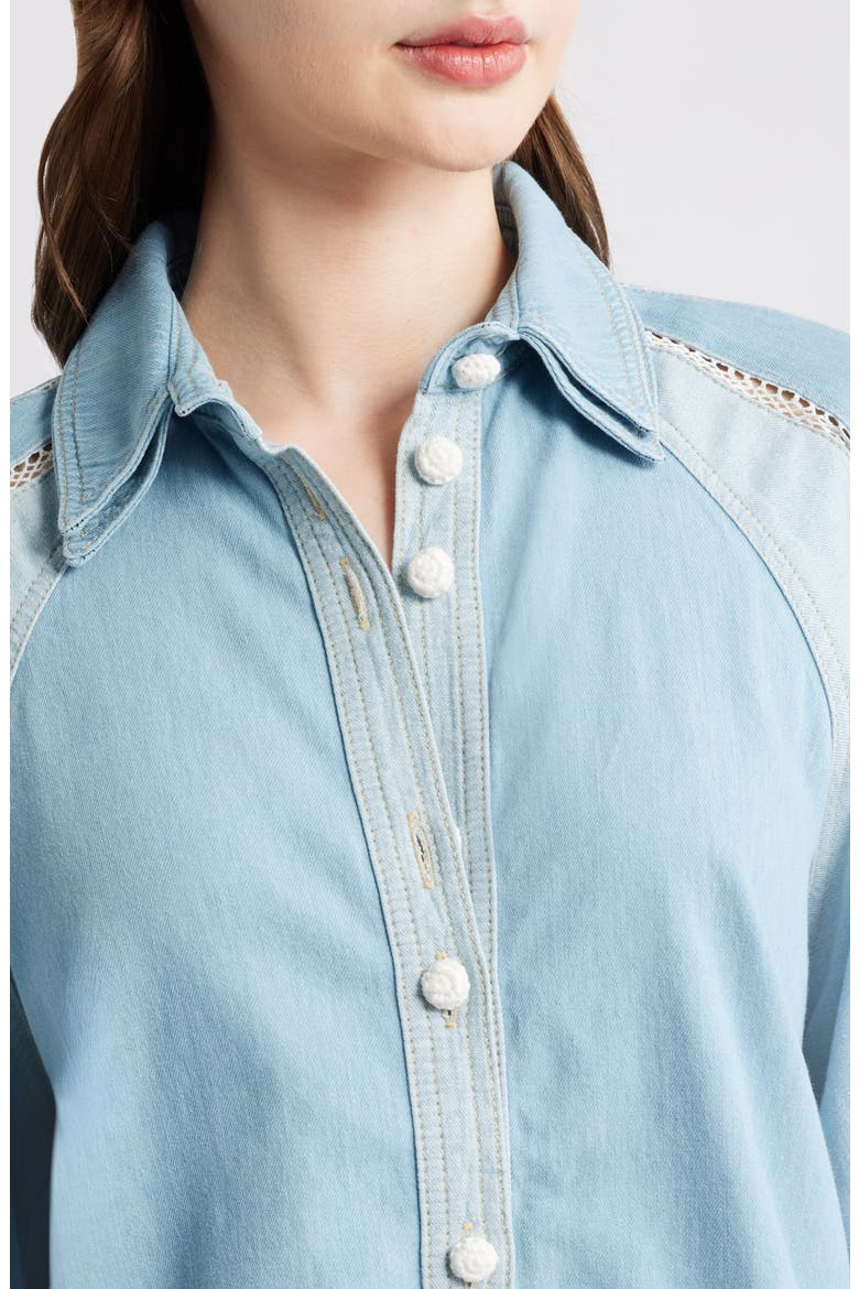 Two-Tone Denim Button-Up Shirt, Alternate, color, DENIM