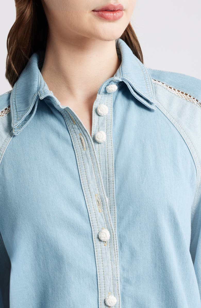 FARM Rio Two-Tone Denim Button-Up Shirt, Alternate, color, Denim