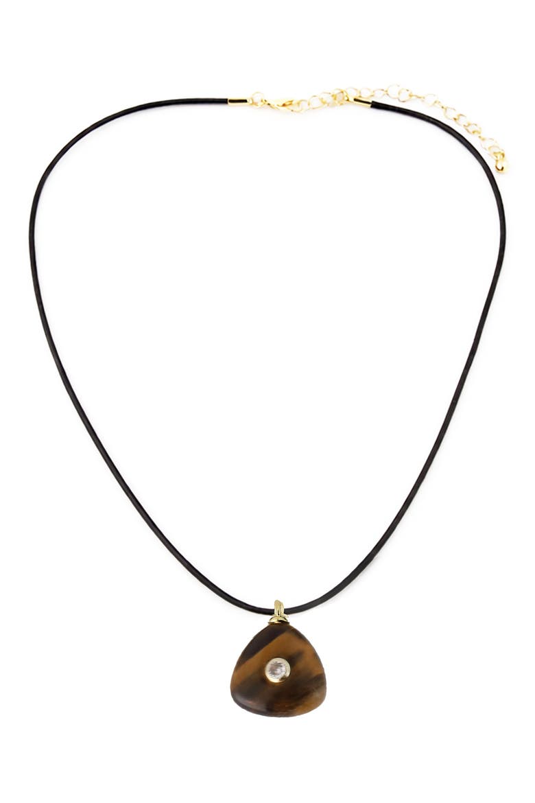 Tiger's Eye Pendant Cord Necklace, Alternate, color, BROWN