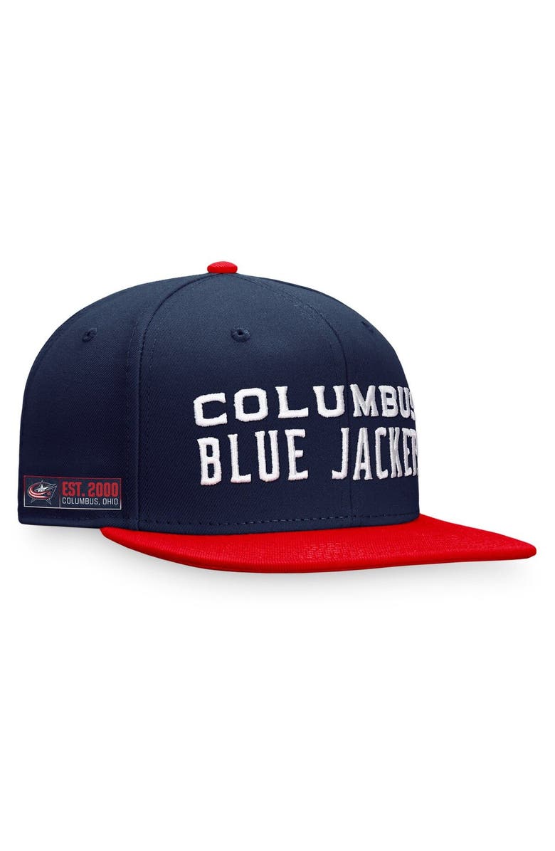 FANATICS Men's Fanatics Branded Navy/Red Columbus Blue Jackets Iconic Color Blocked Snapback Hat, Main, color, Navy