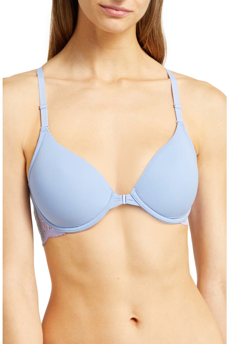 Underwire Front Close Contour Bra, Main, color, BLUE/ VIOLET