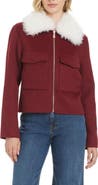 Kate Spade Wool Blend Jacket with Removable Faux Shearling Collar