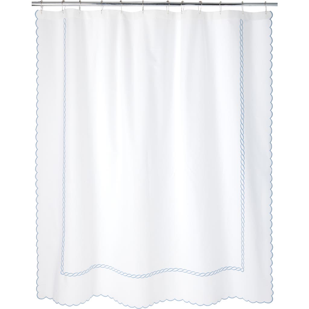 Matouk Classic Chain Scallop Shower Curtain In Hazy Blue