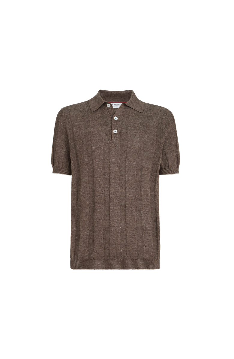 Brunello Cucinelli Rib knit polo, Main, color, Hazelnut