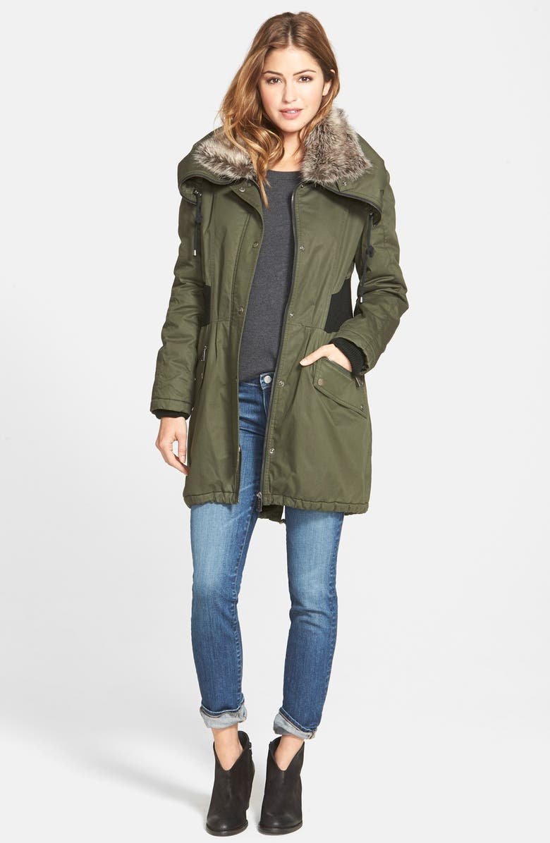 DKNY Faux Fur Trim Utility Parka, Alternate, color, 