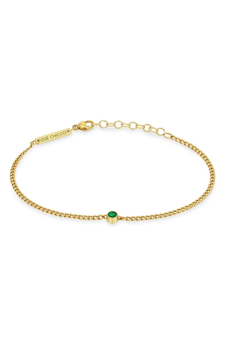 Zoë Chicco Bezel Emerald Pendant Bracelet, Main, color,