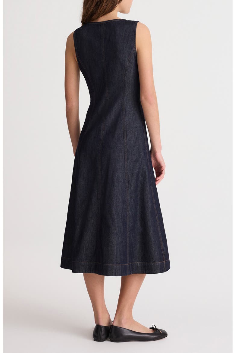 Seamed Button Front Midi Dress, Alternate, color, RINSE WASH