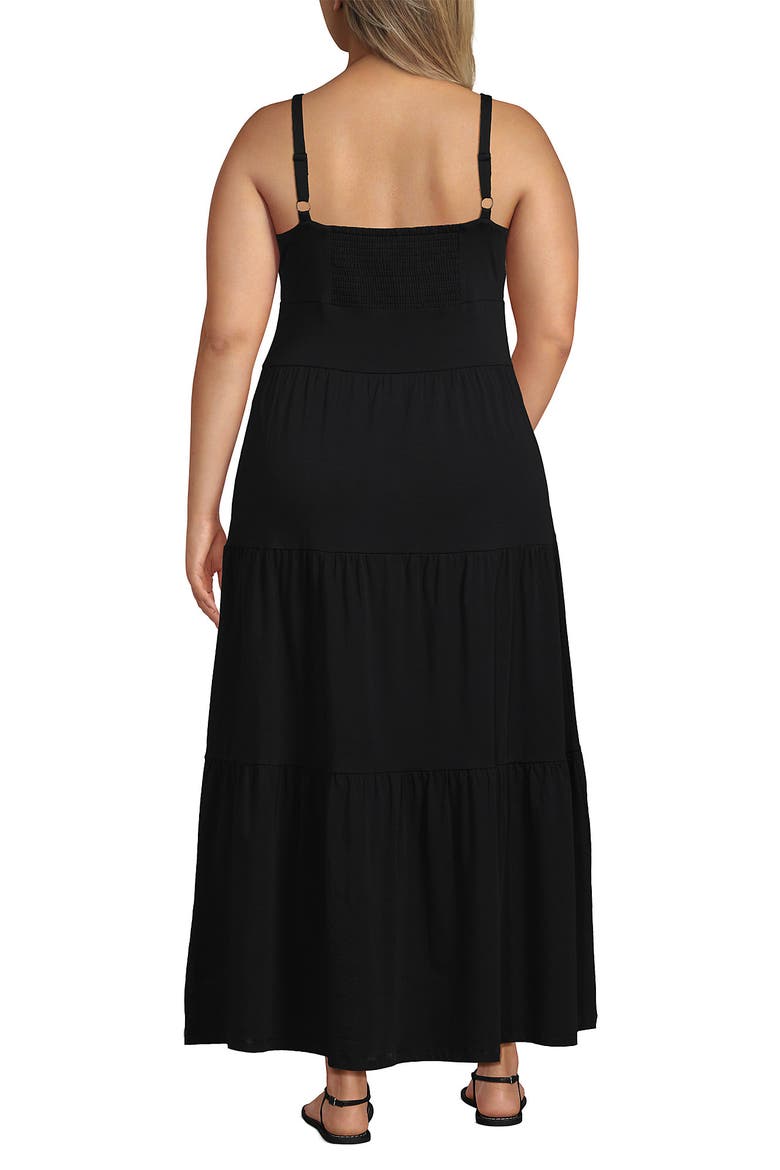 Plus Size Cotton Modal Twist Front Tiered Maxi Dress, Alternate, color, Black