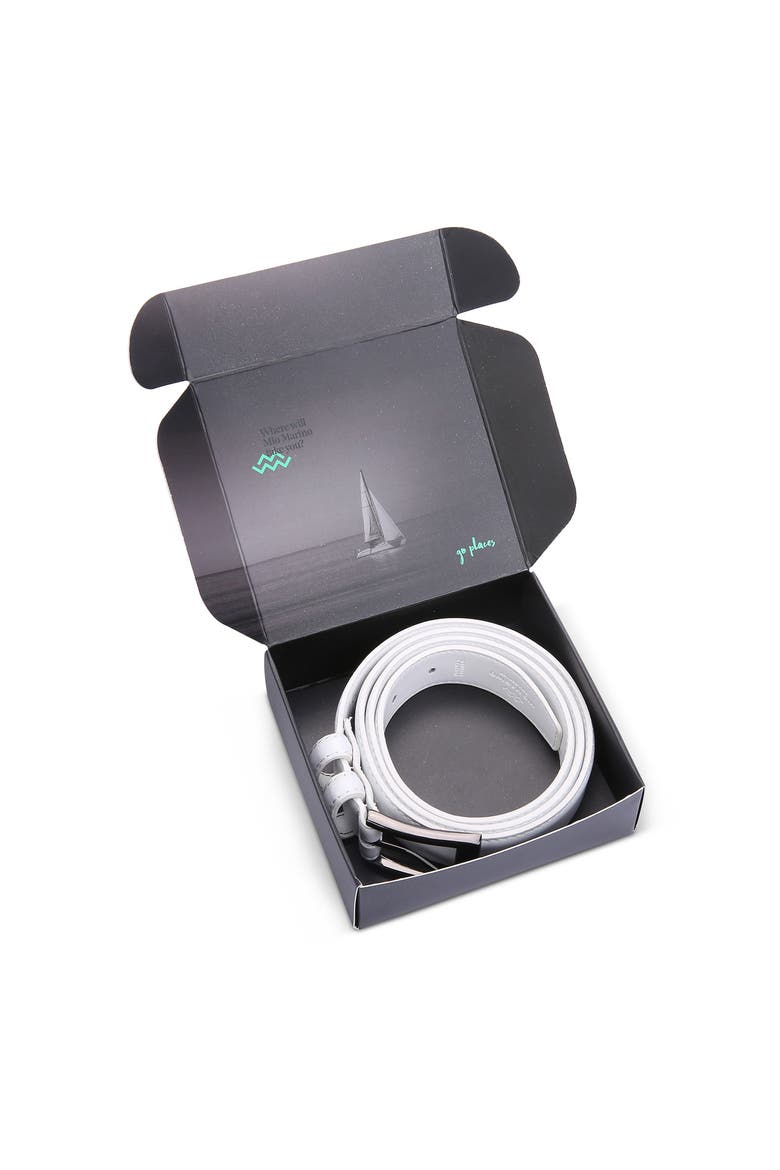 Dual Loop Leather Dress Belt, Alternate, color, White