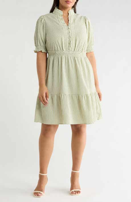 London Times Puff Sleeve Tiered Dress