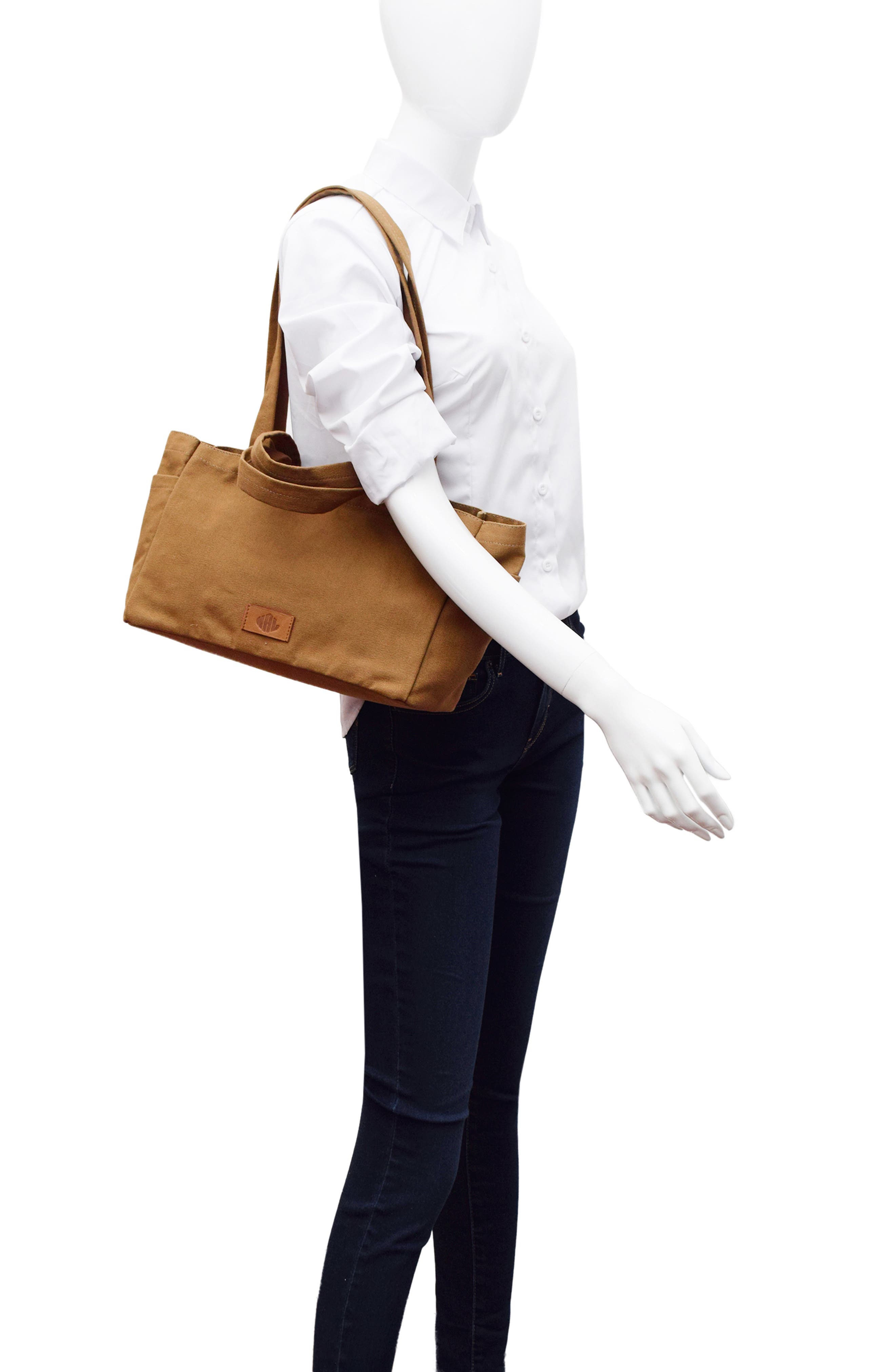 New Amsterdam Leatherworks Sienna Cotton Canvas Tote Bag, Alternate, color, Khaki