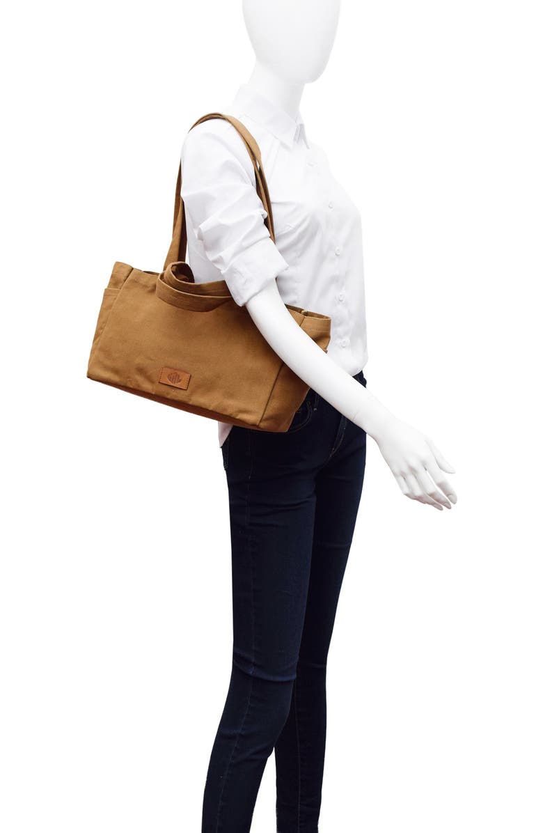 New Amsterdam Leatherworks Sienna Cotton Canvas Tote Bag, Alternate, color, Khaki