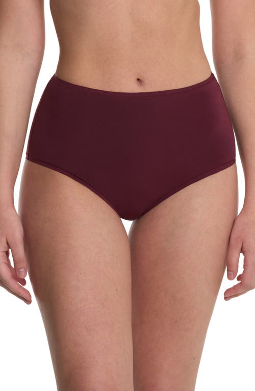 Natori Bliss Bare Cotton High Waist Briefs In Burgundy