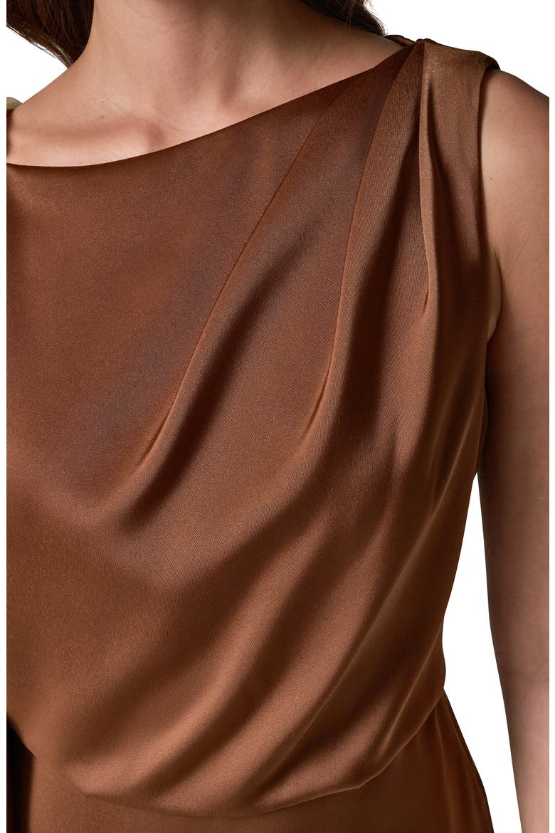 Drape Sheath Midi Dress, Alternate, color, RUSSET