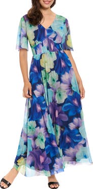 London Times Smocked Maxi Dress
