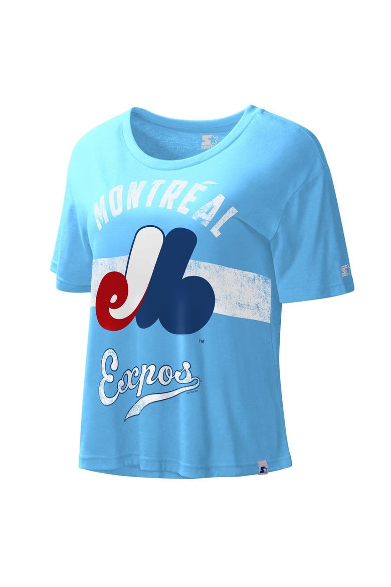 Women's Starter Light Blue Montreal Expos Cooperstown Collection Record Setter Crop Top, Main, color, Light Blue