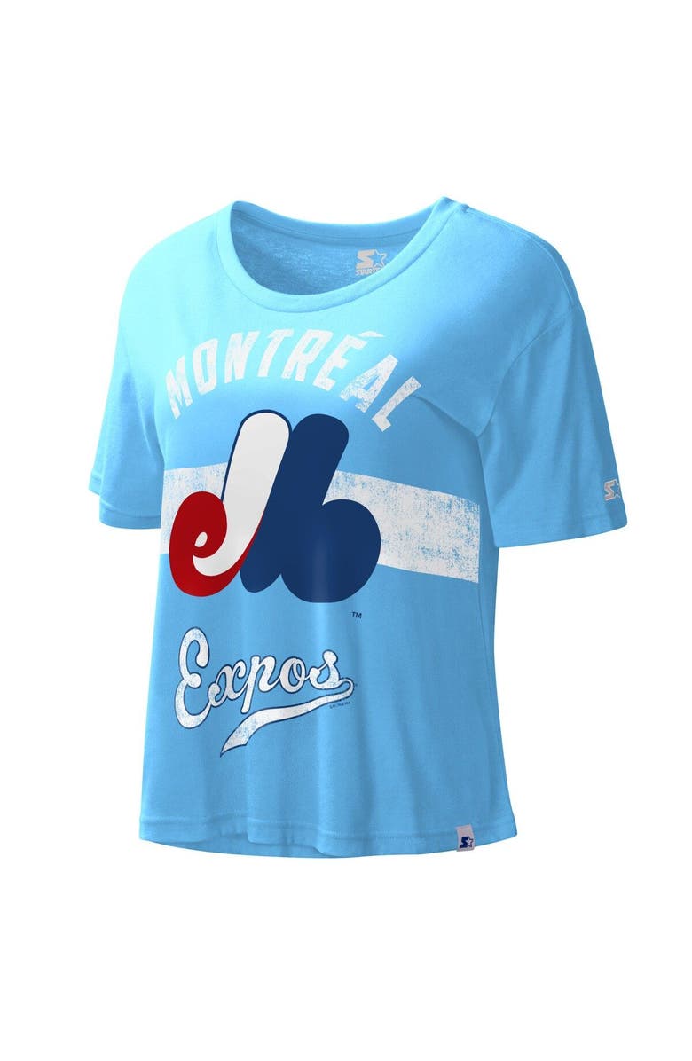 STARTER Women's Starter Light Blue Montreal Expos Cooperstown Collection Record Setter Crop Top, Main, color, Light Blue