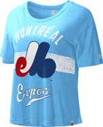 STARTER Women's Starter Light Blue Montreal Expos Cooperstown Collection Record Setter Crop Top