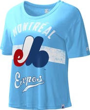 STARTER Women's Starter Light Blue Montreal Expos Cooperstown Collection Record Setter Crop Top
