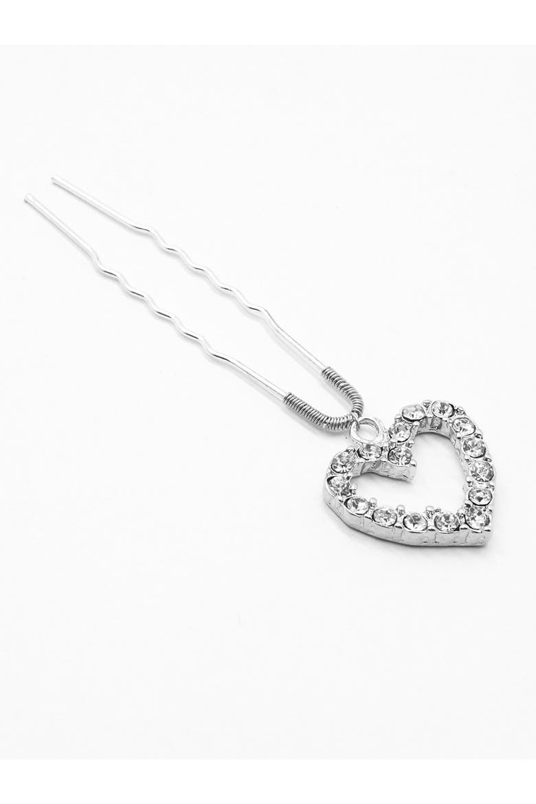 Crystal Heart Silver Pin, Alternate, color, Silver