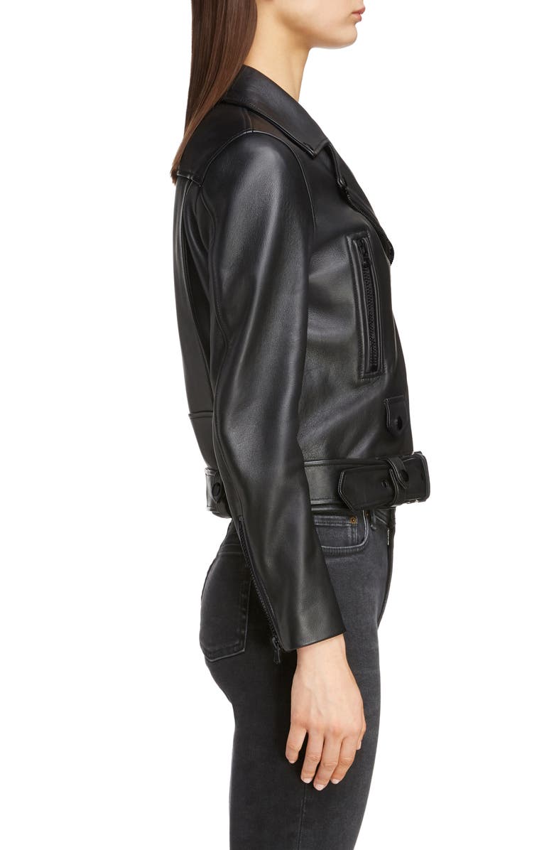Acne Studios Mock Core Leather Moto Jacket, Alternate, color,