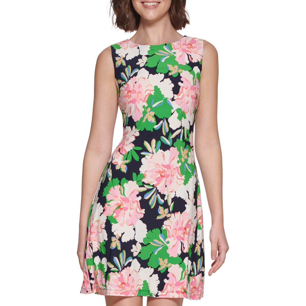 Tommy Hilfiger Sleeveless Floral Shift Dress In Sky Capt M