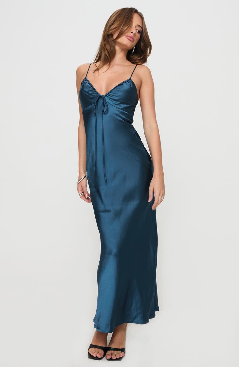 Princess Polly Maguire Satin Maxi Dress, Alternate, color, Navy