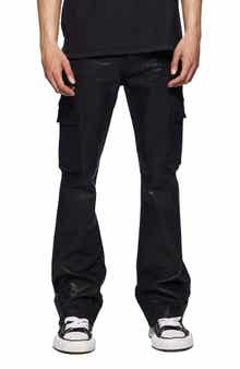PURPLE BRAND Coated Cargo Flare Jeans