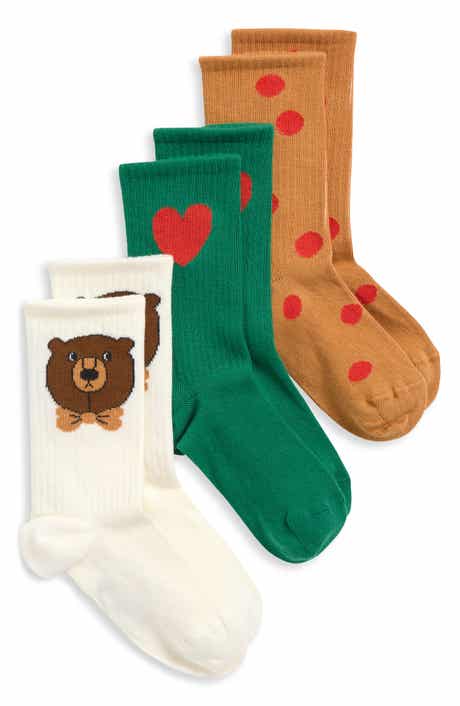 Kids' Assorted 3-Pack Stretch Cotton Blend Crew Socks