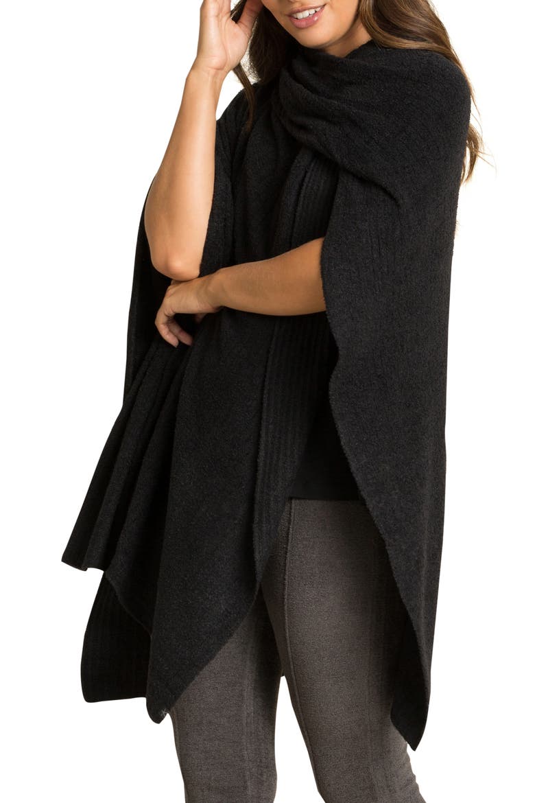 CozyChic Lite® Ribbed Travel Wrap, Alternate, color, BLACK
