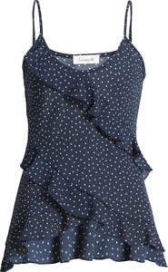 Loveappella Polka Dot Ruffle Crepe Camisole