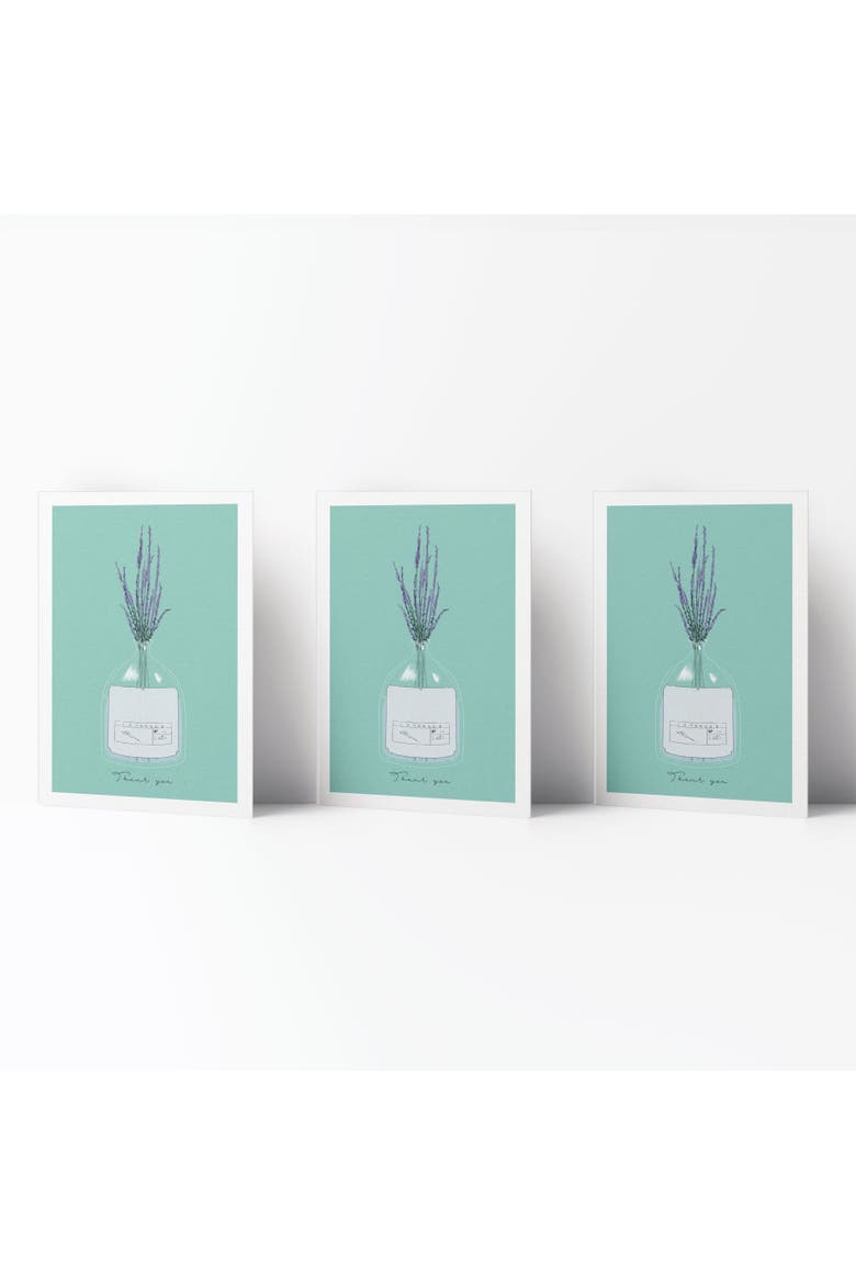 Thank You Greeting Card Pack (3ct) "Thank You Glass Lavender", Main, color, Multi-Pack