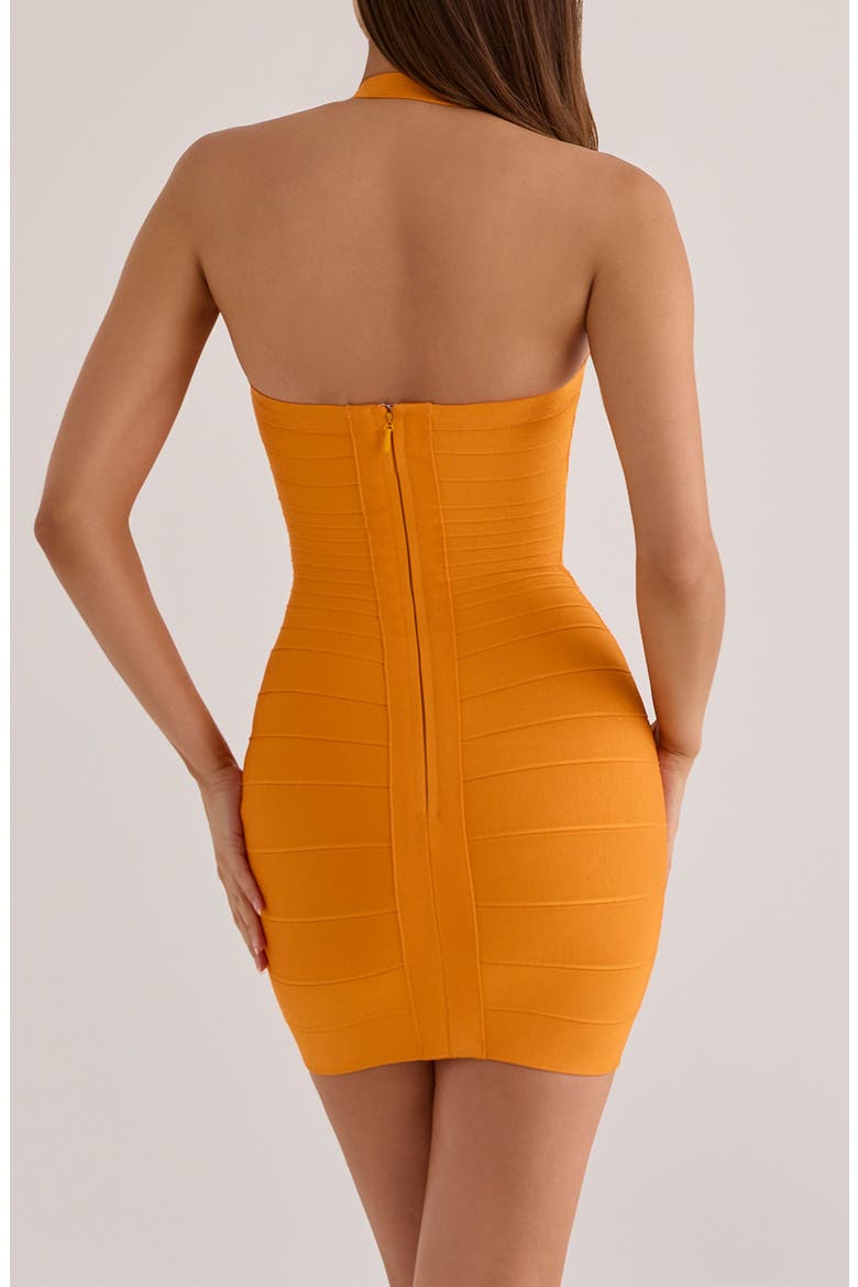 The Silhouette Halter Neck Bandage Minidress, Alternate, color, TANGERINE