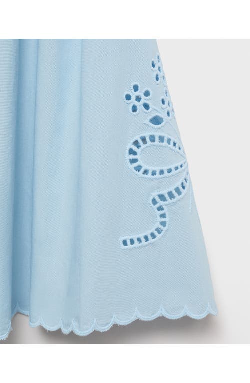 Mango Embroidered Scallop Skirt In Blue