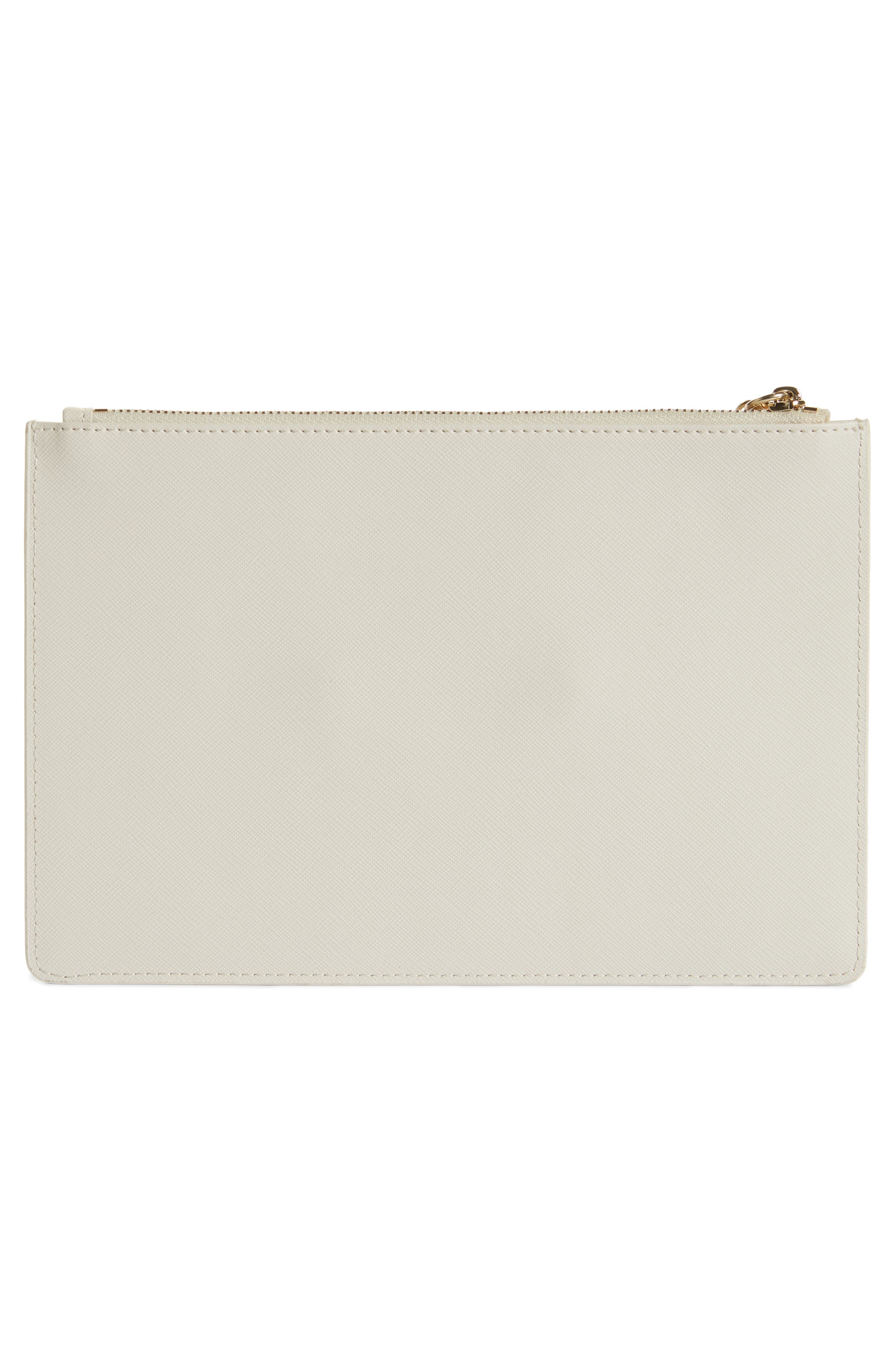x Jill Jacobs Saffiano Leather Zip Pouch, Alternate, color, STONE