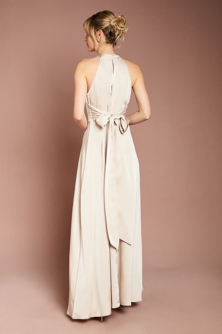Honoured Twist Halterneck Maxi Dress, Alternate, color, Champagne