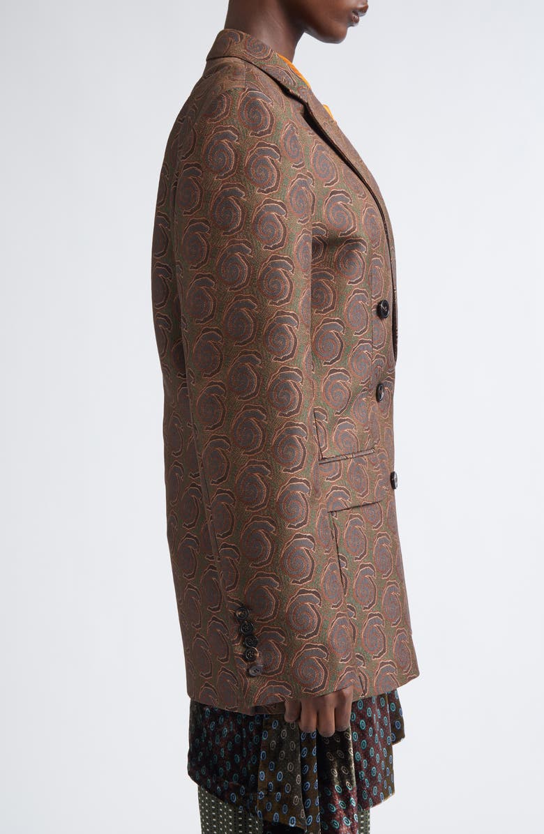 Dries Van Noten Bafya Abstract Swirl Double Breasted Blazer, Alternate, color, Bottle
