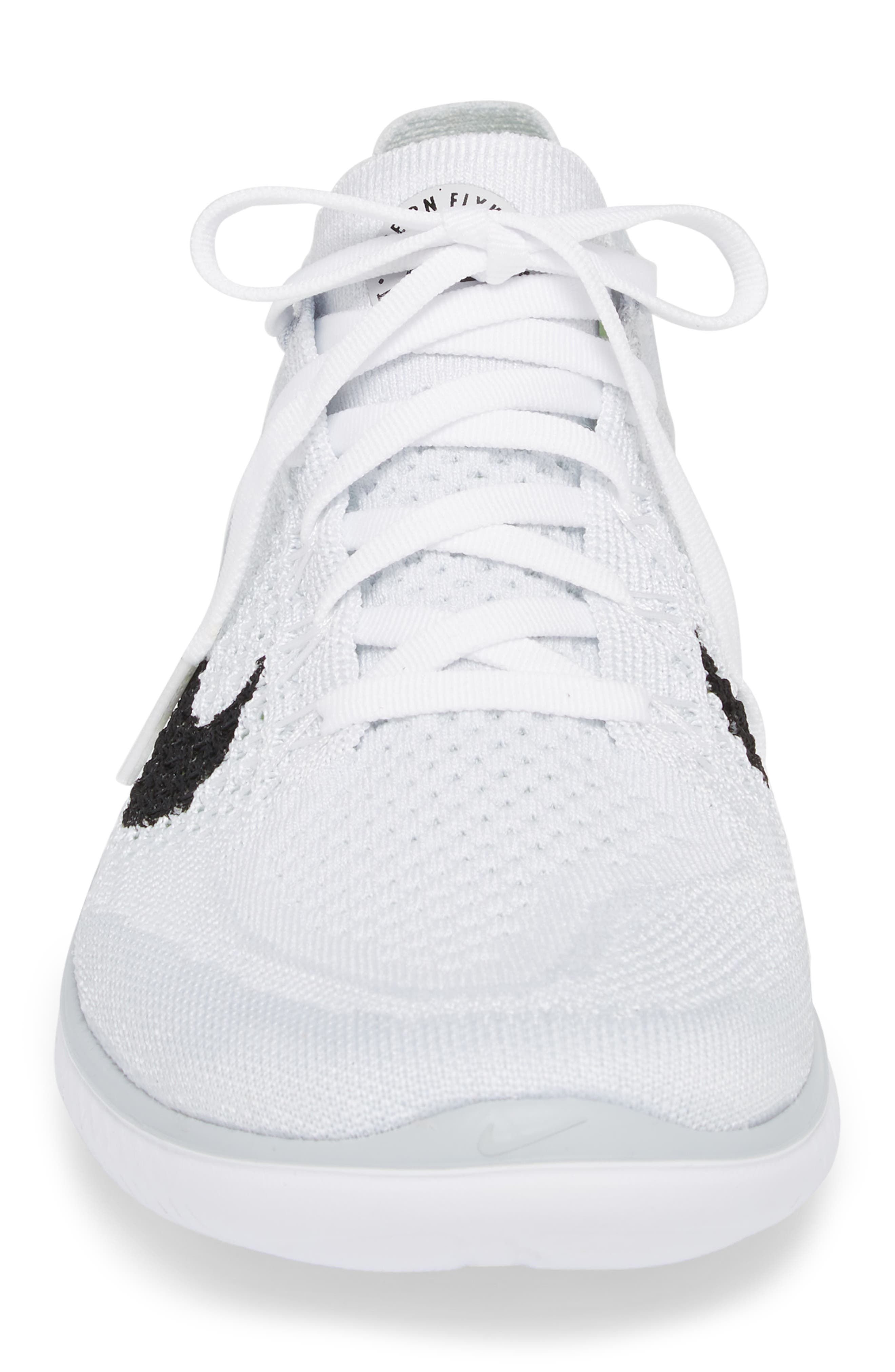 Free RN Flyknit 2018 Running Shoe, Alternate, color, WHITE/ BLACK/ PURE PLATINUM