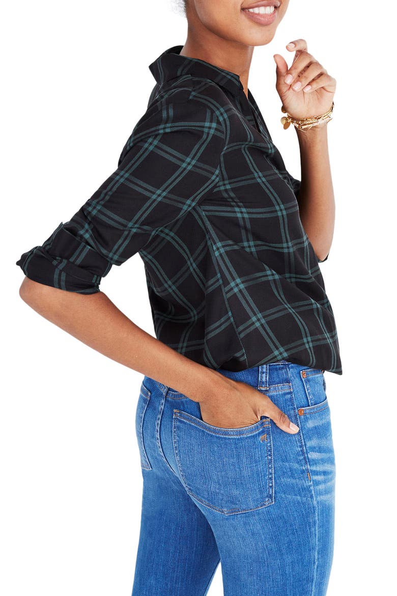 Plaid Faux Wrap Shirt, Alternate, color, OLD VINE